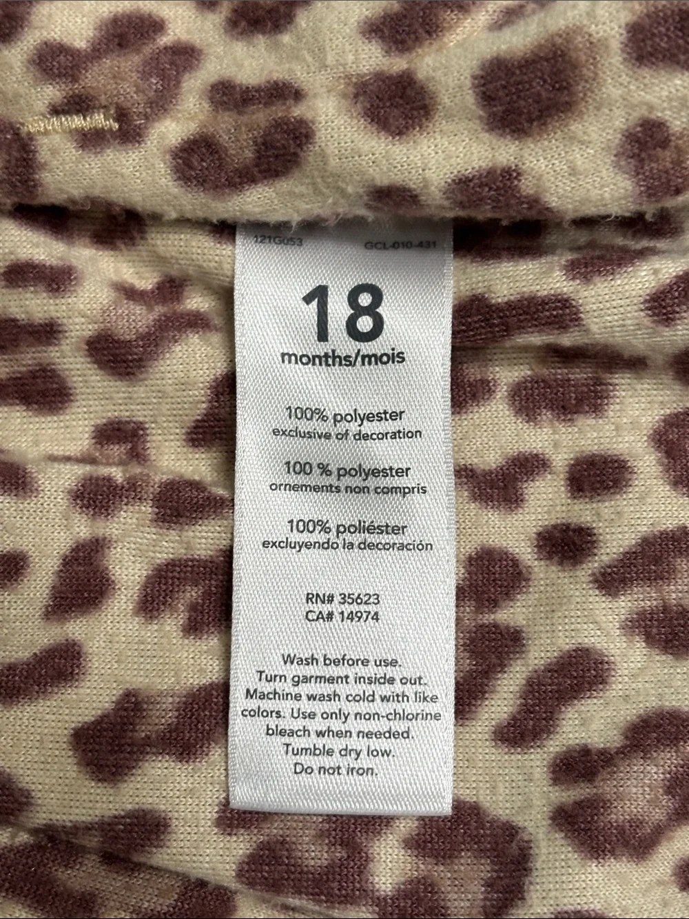 Carter's Leopard Print Zip Vest with Coral Pants Leggings Baby Girl Size 18 mo
